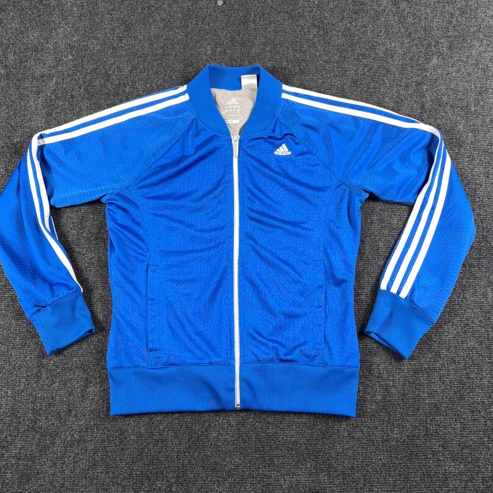Adidas Climalite Mesh Track Jacket 3-Stripe Full Zip Sample Size‎ M Blue Sample